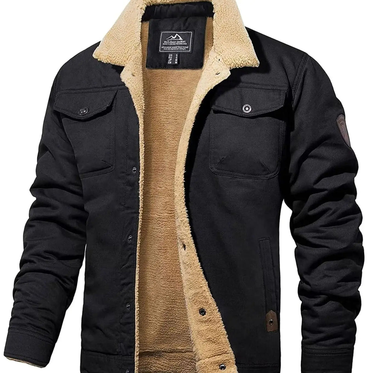 Chaqueta informal para hombre con forro polar y cuello de borreguito