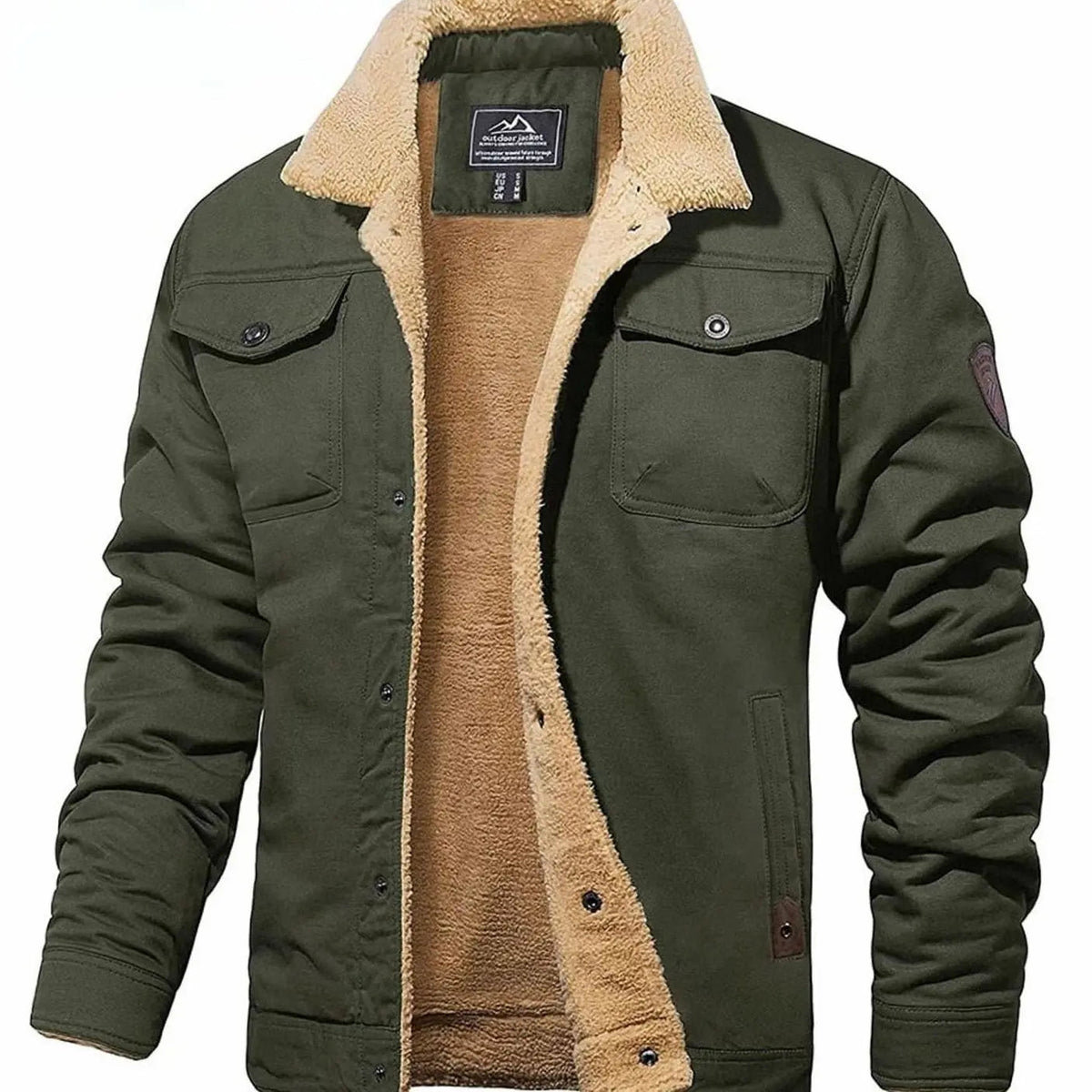 Chaqueta informal para hombre con forro polar y cuello de borreguito