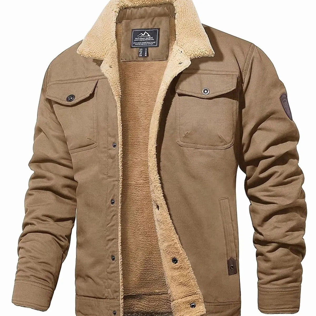 Chaqueta informal para hombre con forro polar y cuello de borreguito