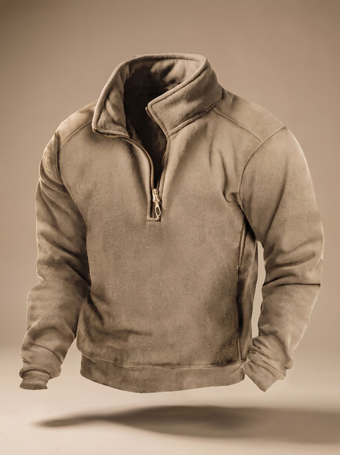 Jersey cortavientos de forro polar para hombre, con medio cierre y cuello alto
