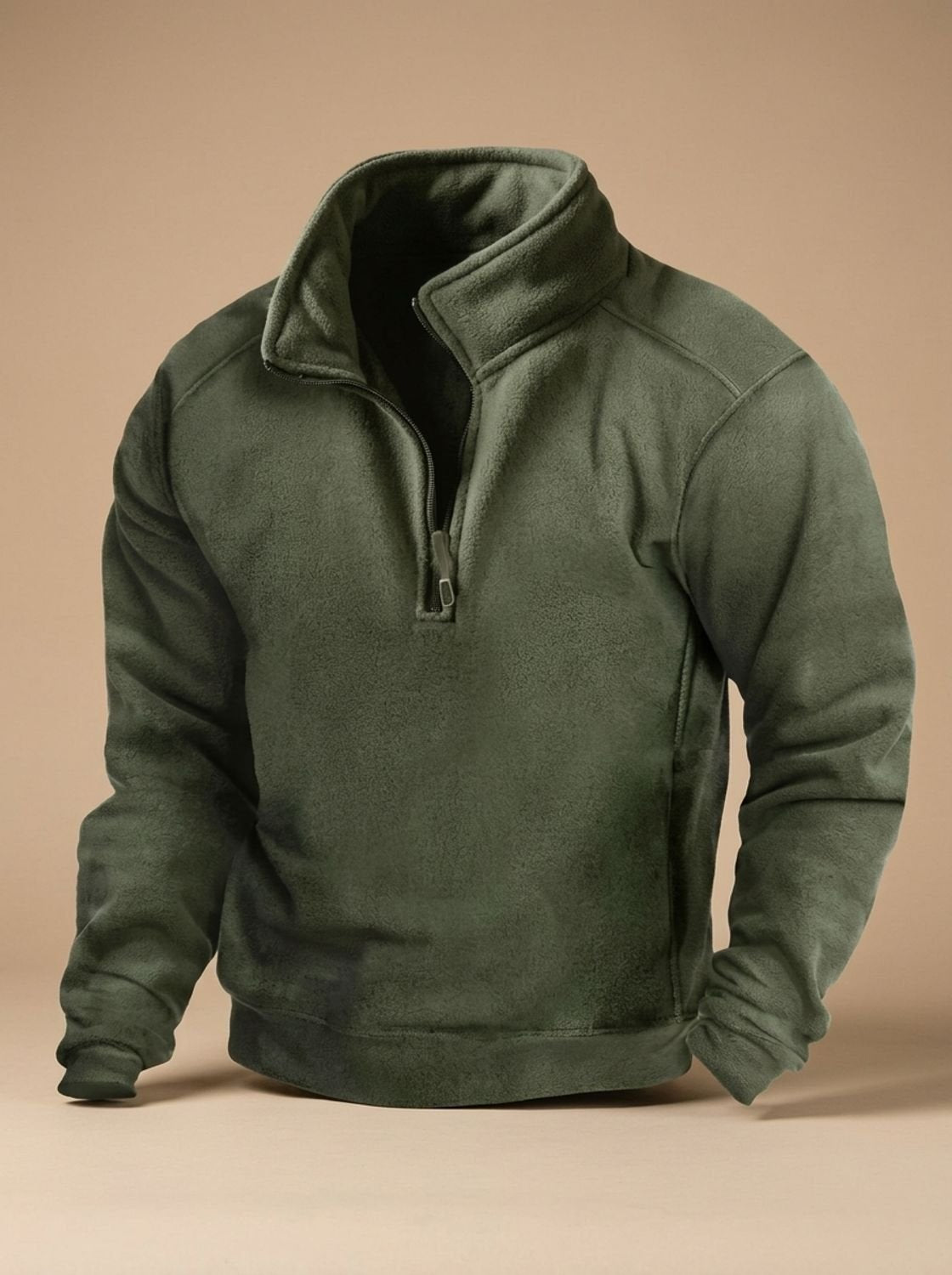 Jersey cortavientos de forro polar para hombre, con medio cierre y cuello alto