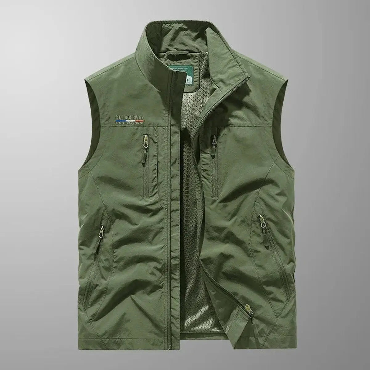 Chaleco ligero sin mangas para hombre, con varios bolsillos y cremallera