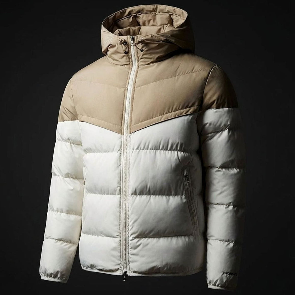 Chaqueta acolchada para hombre con paneles en contraste y capucha