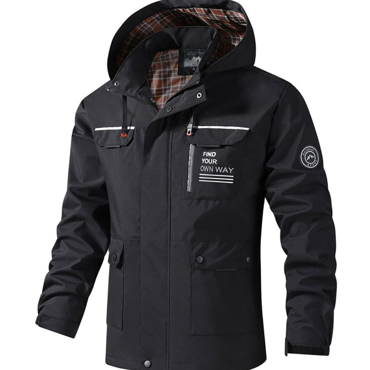 Chaqueta con capucha para hombre, resistente al agua y para exteriores, con múltiples bolsillos
