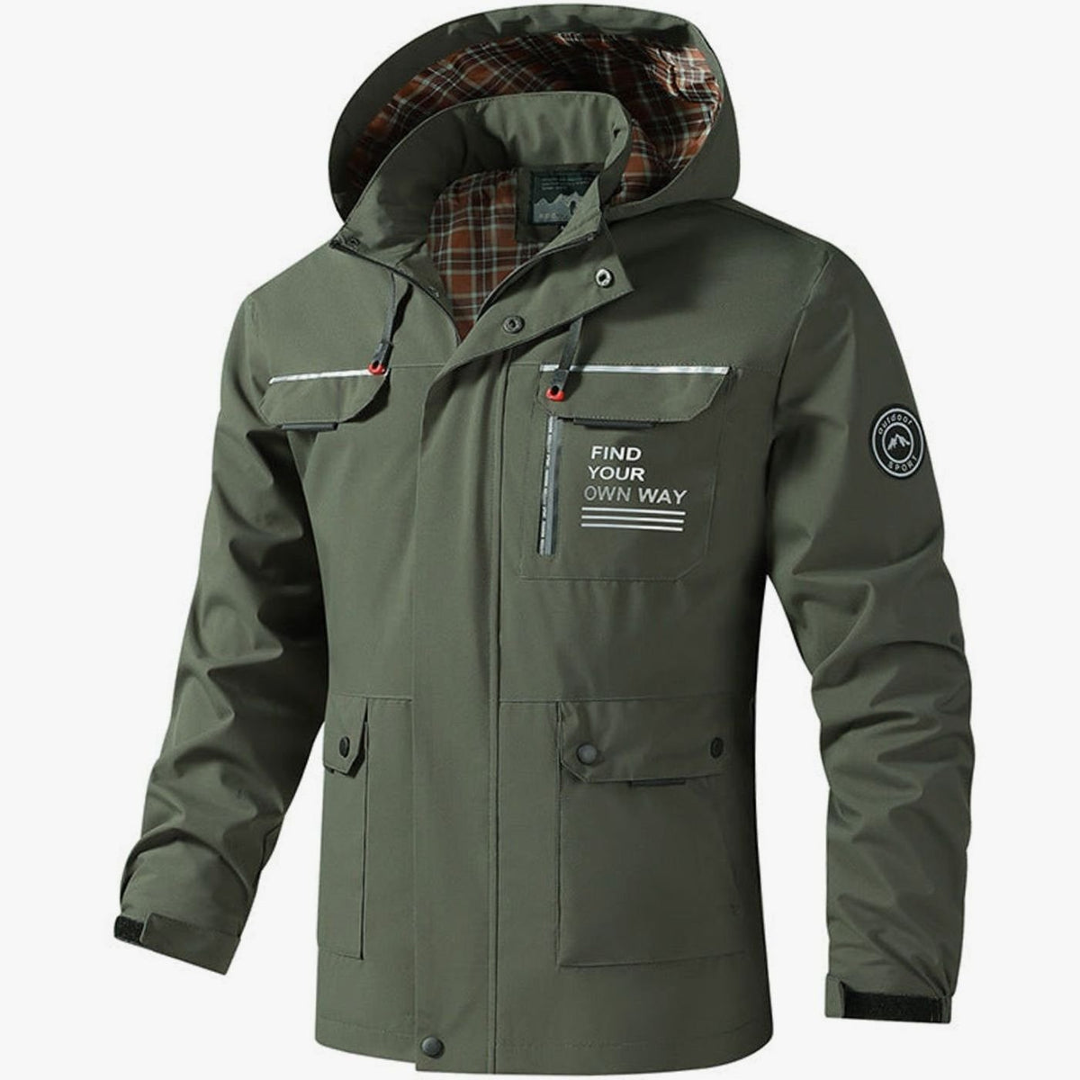Chaqueta con capucha para hombre, resistente al agua y para exteriores, con múltiples bolsillos