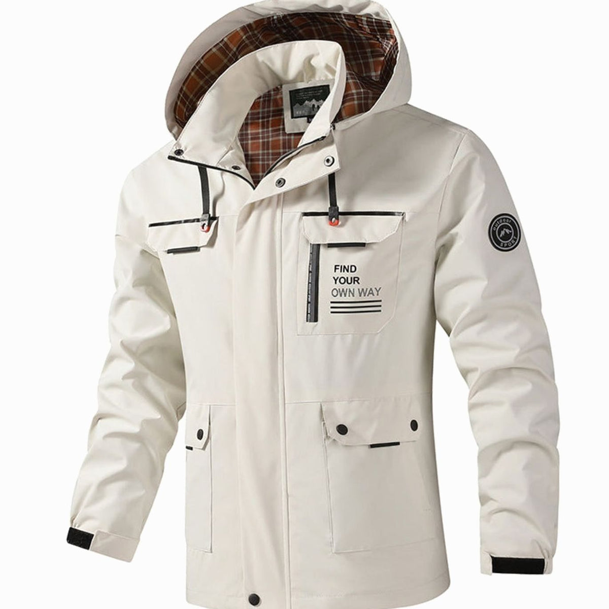 Chaqueta con capucha para hombre, resistente al agua y para exteriores, con múltiples bolsillos