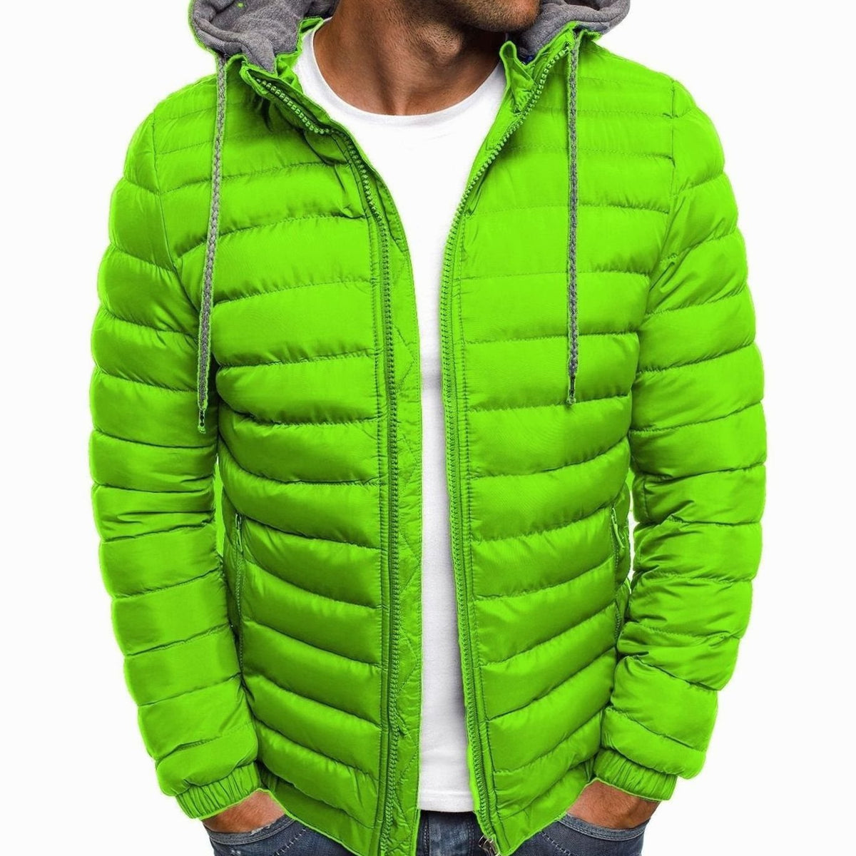 Chaqueta acolchada ligera con capucha para hombre