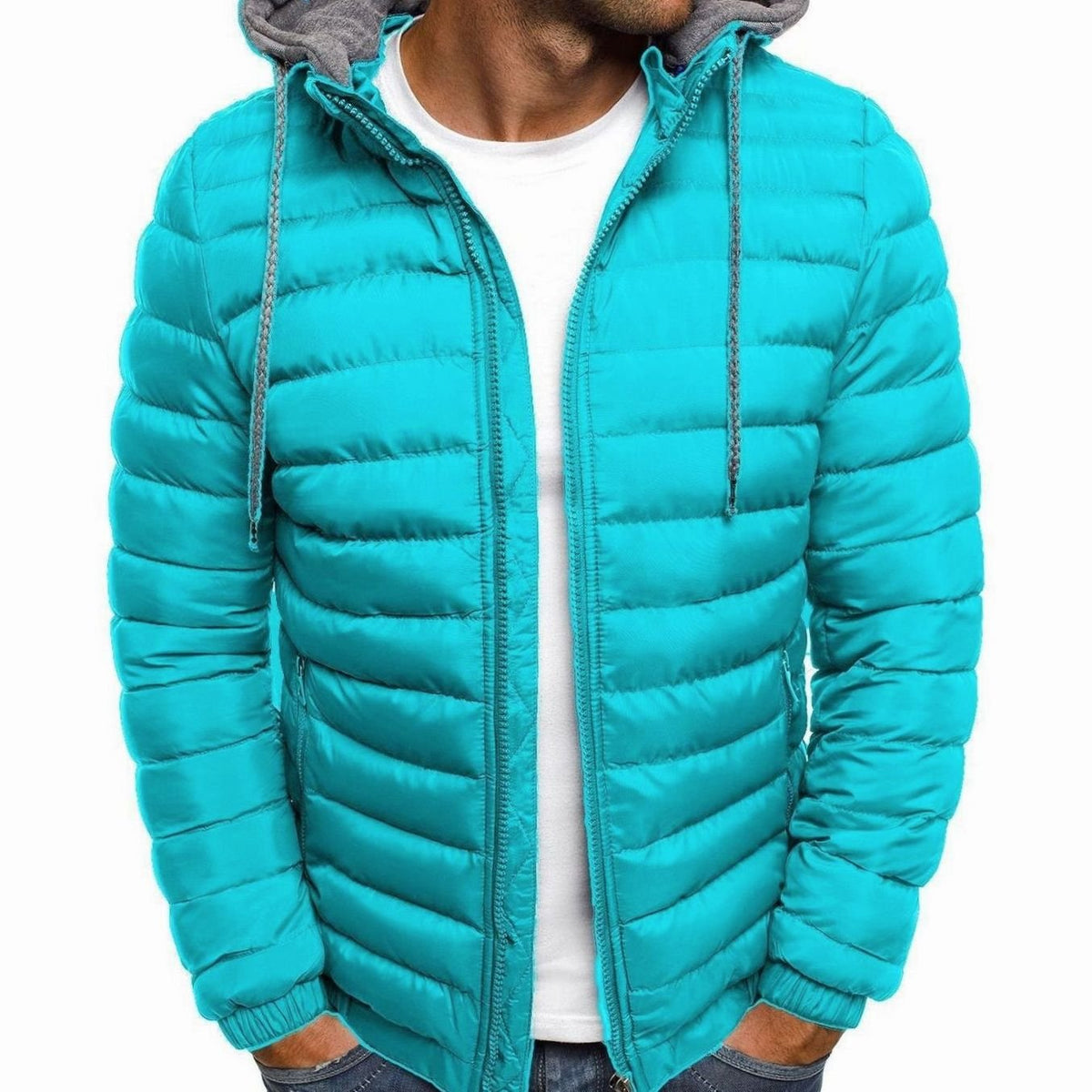Chaqueta acolchada ligera con capucha para hombre