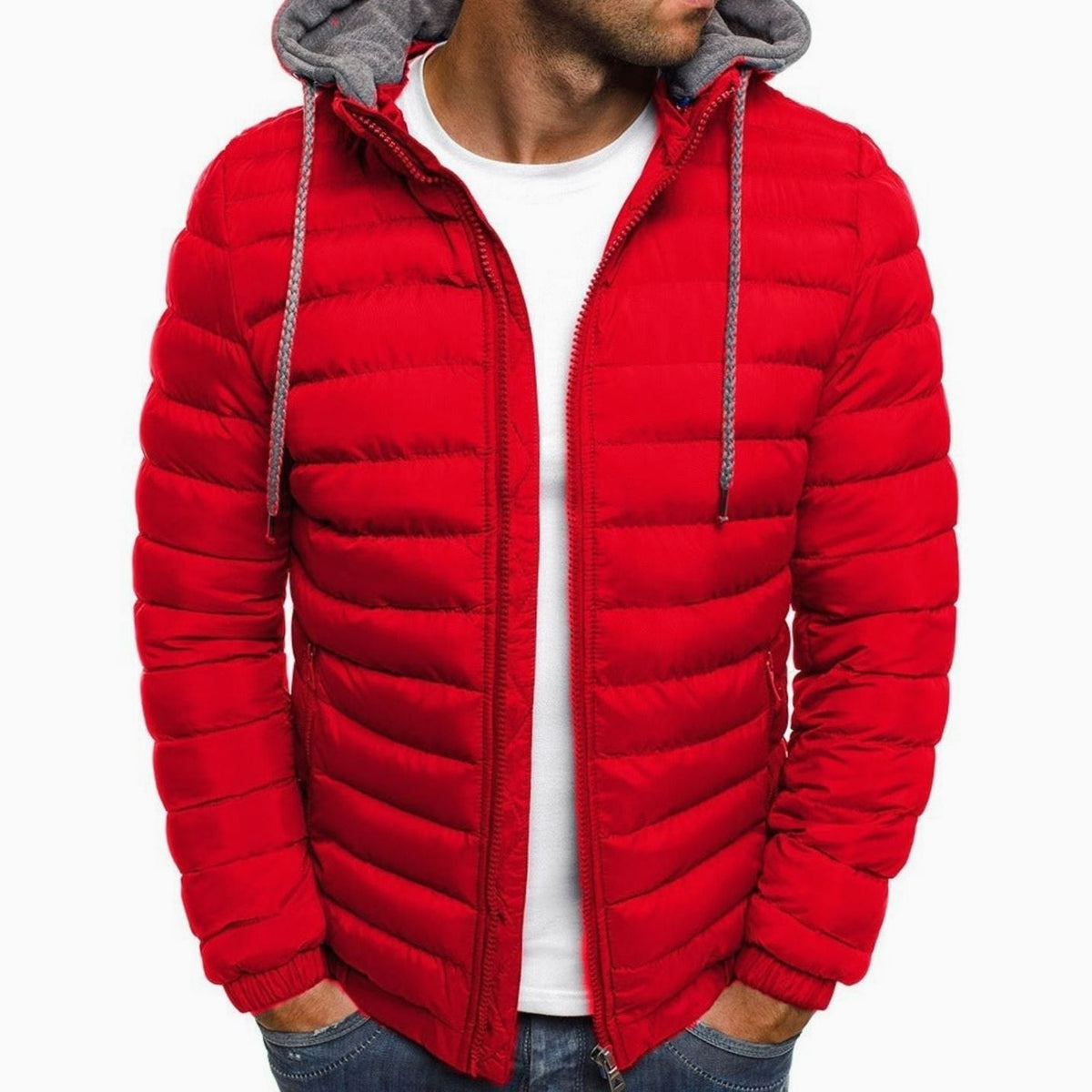 Chaqueta acolchada ligera con capucha para hombre