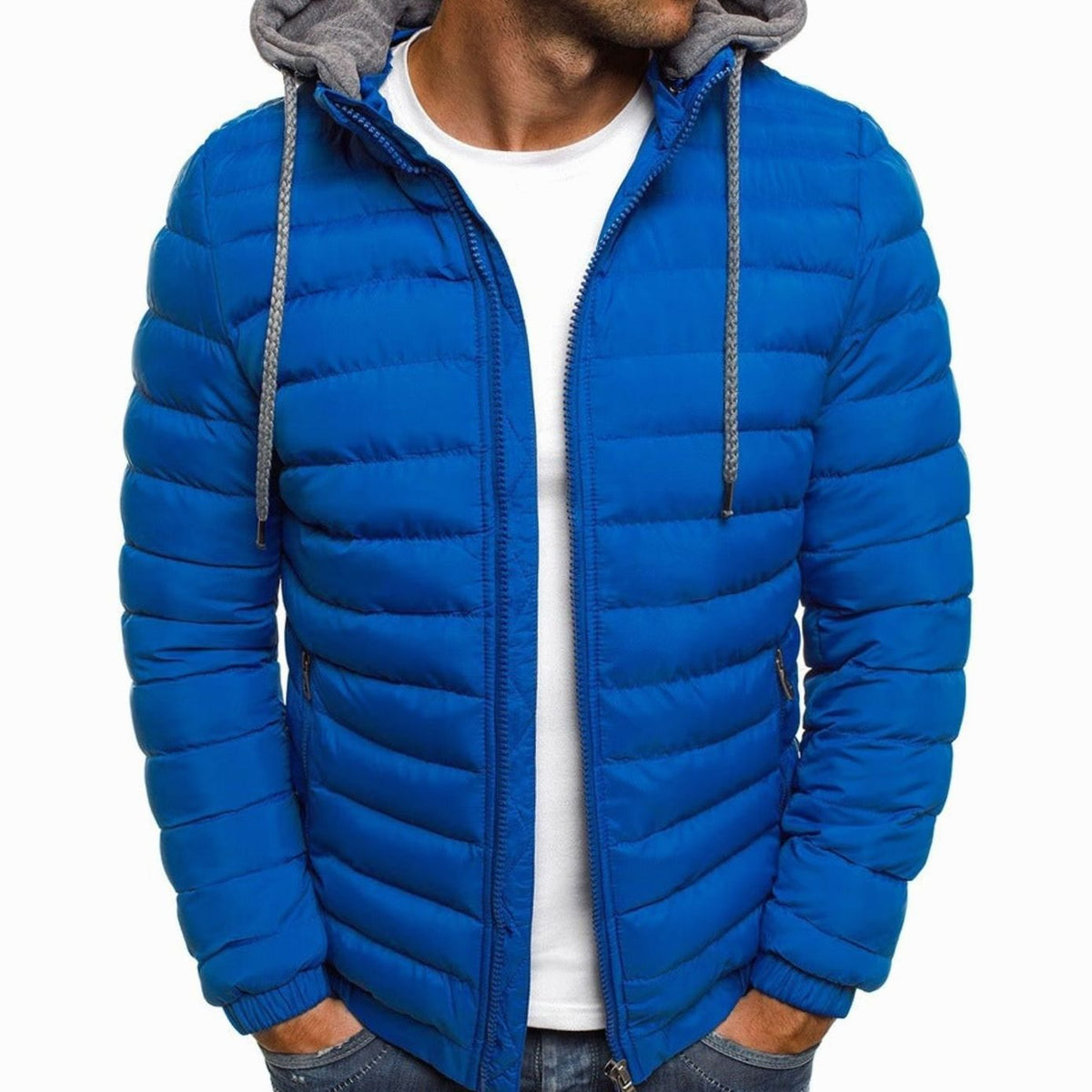 Chaqueta acolchada ligera con capucha para hombre