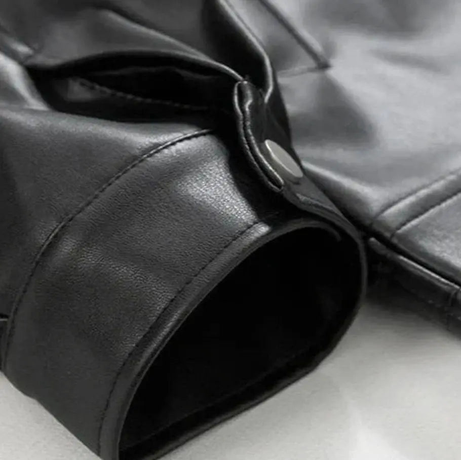 Chaqueta bomber de cuero sintético para hombre, de corte extragrande y con cremallera