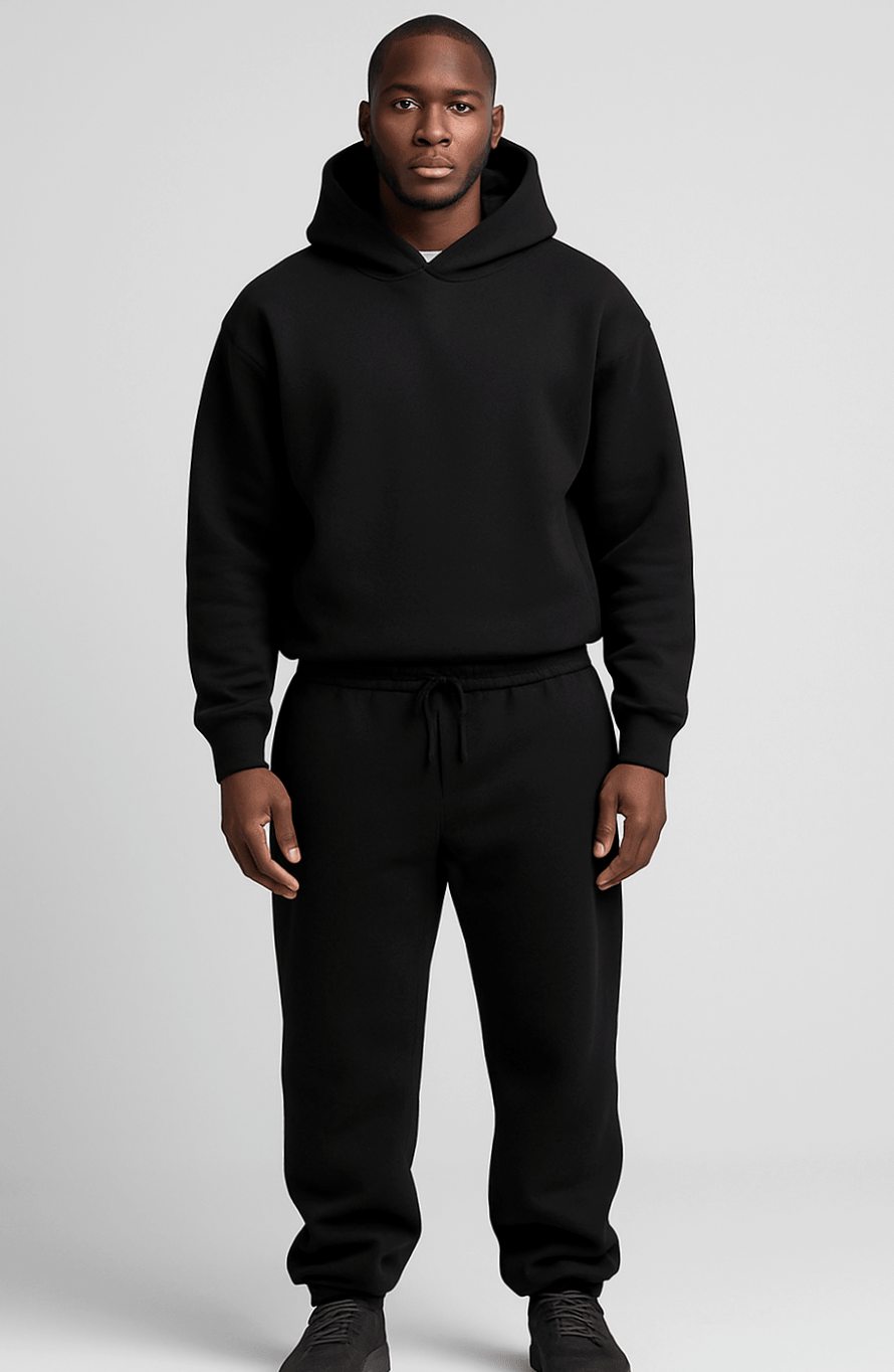 Conjunto de chándal para hombre, con sudadera con capucha extragrande y pantalones jogger, azul acero