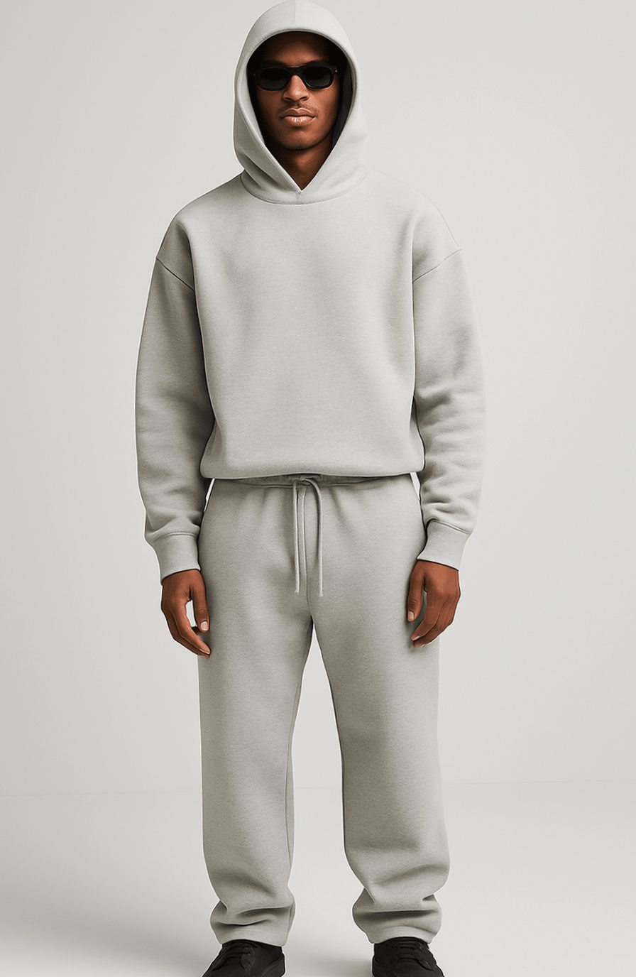 Conjunto de chándal para hombre, con sudadera con capucha extragrande y pantalones jogger, azul acero