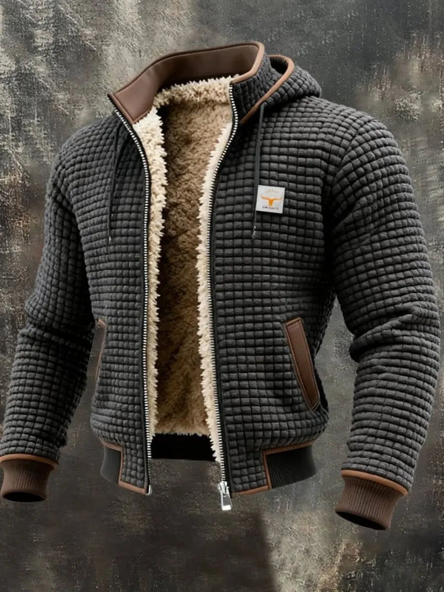 Abrigo acolchado de invierno para hombre, con forro de felpa, capucha y cremallera
