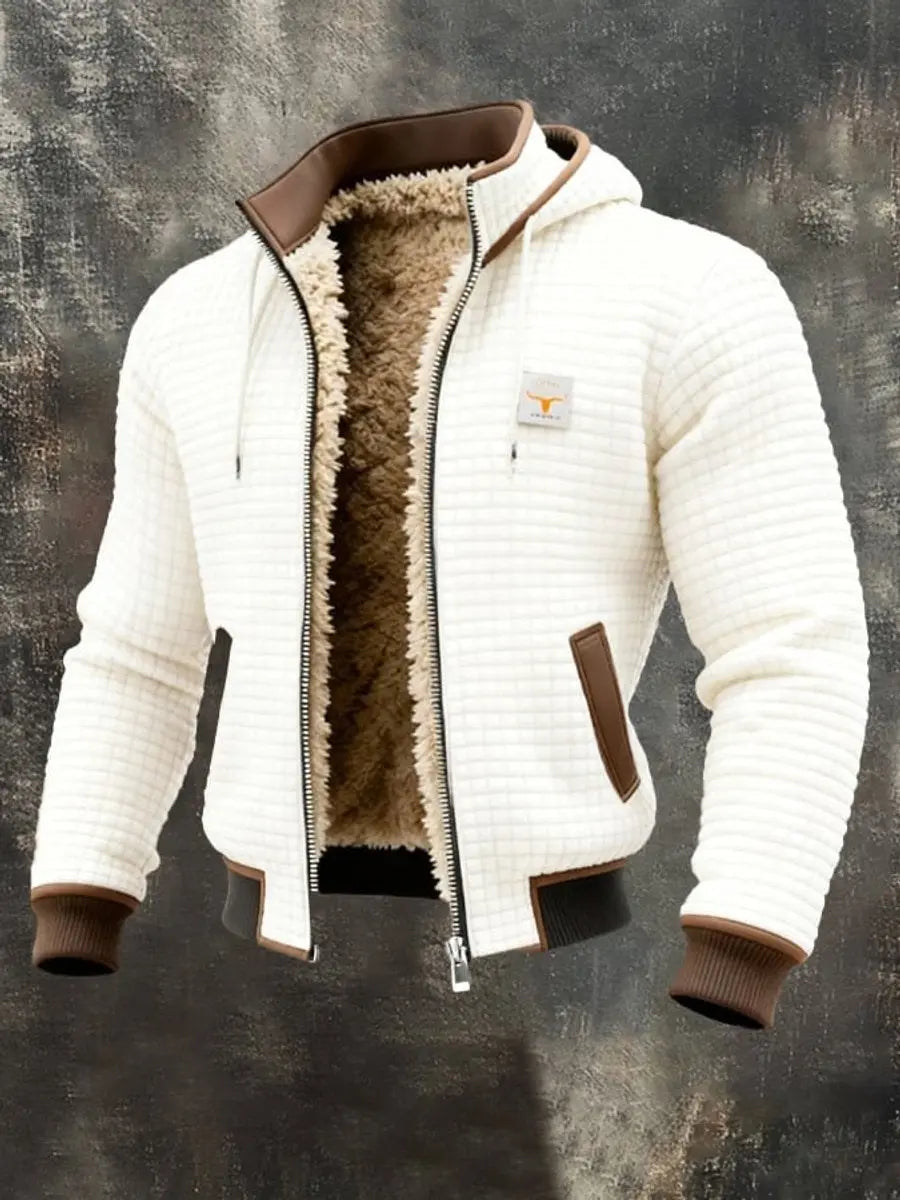 Abrigo acolchado de invierno para hombre, con forro de felpa, capucha y cremallera