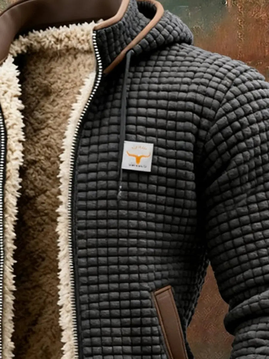 Abrigo acolchado de invierno para hombre, con forro de felpa, capucha y cremallera