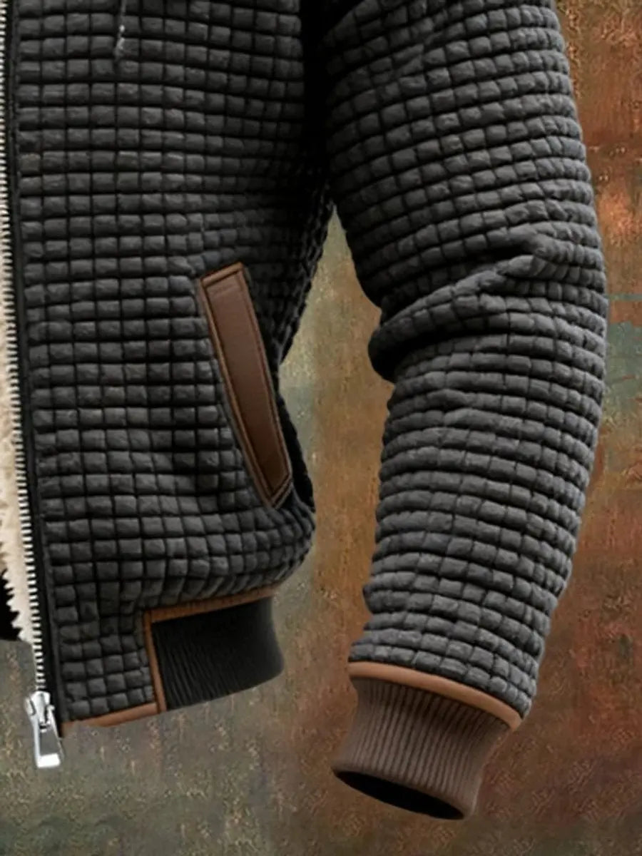 Abrigo acolchado de invierno para hombre, con forro de felpa, capucha y cremallera