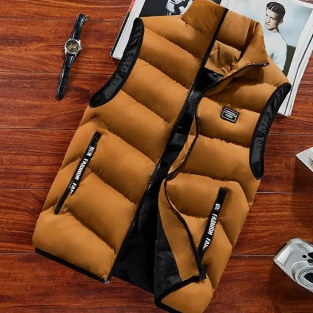 Chaleco acolchado de plumón para hombre, sin mangas