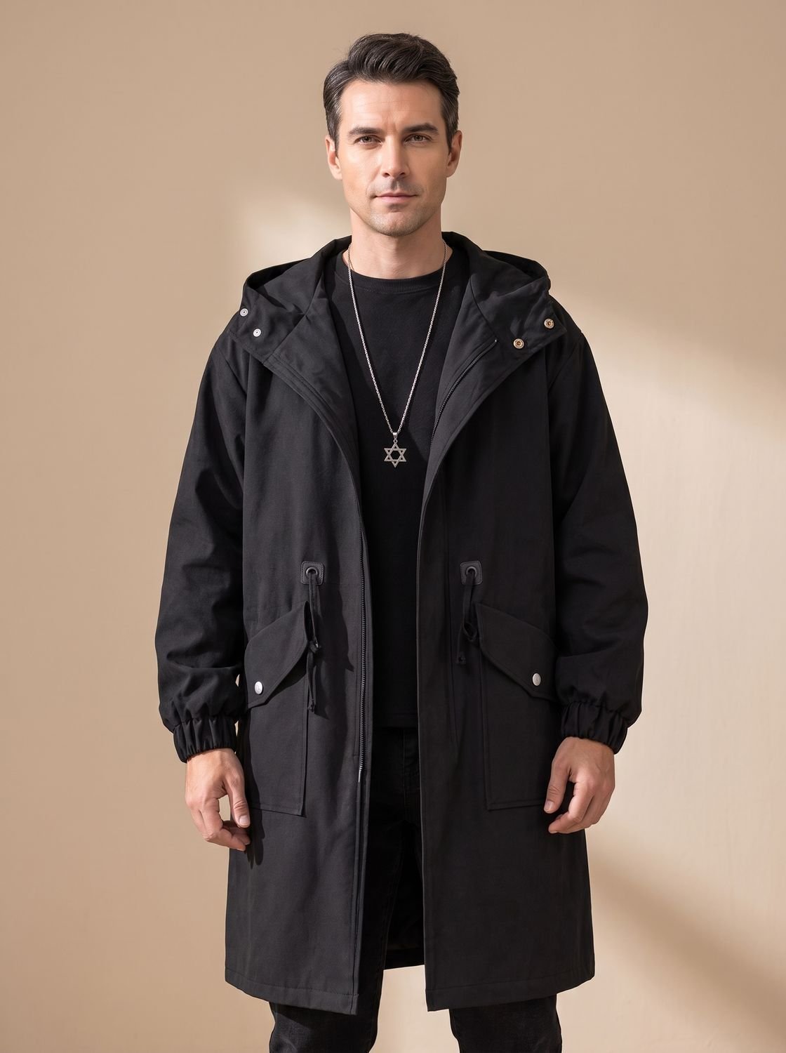 Leo | Sobretodo holgado con capucha y cordón para hombre