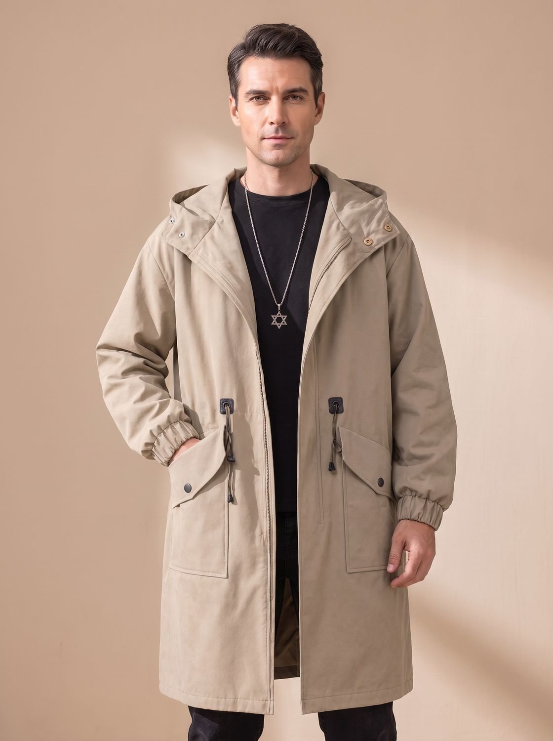 Leo | Sobretodo holgado con capucha y cordón para hombre