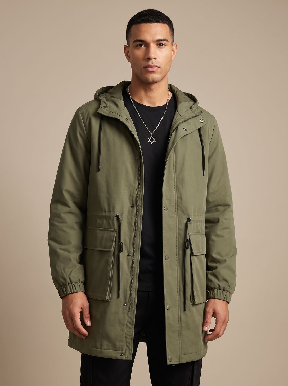 Leo | Sobretodo holgado con capucha y cordón para hombre