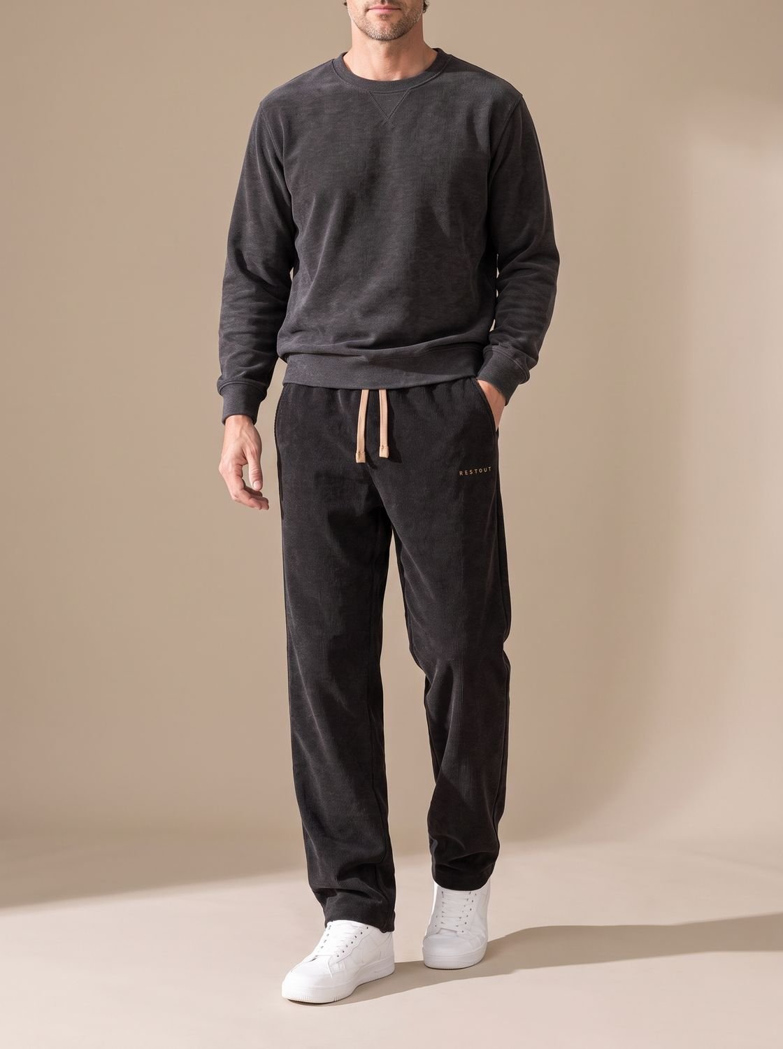 Pantalones de pana de pierna recta y corte holgado para hombre, con cordón
