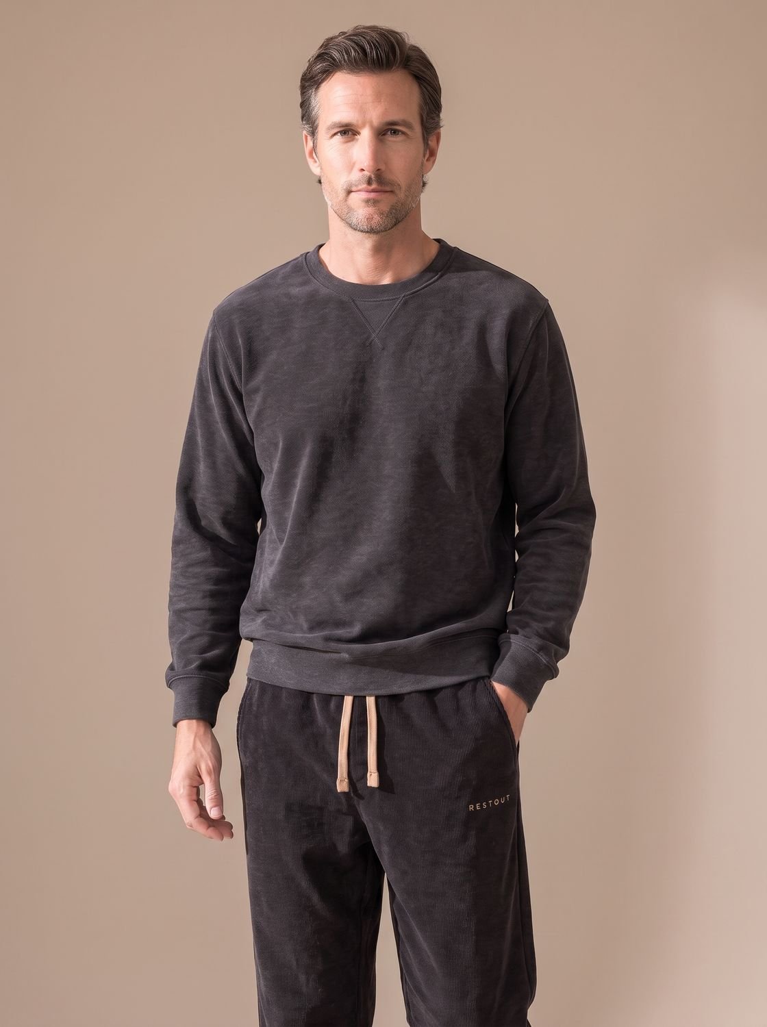 Pantalones de pana de pierna recta y corte holgado para hombre, con cordón