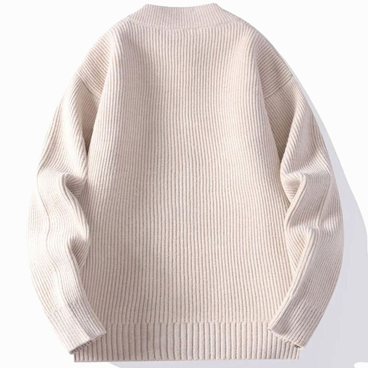 Chaqueta de punto acanalado para hombre, con cremallera completa y bolsillos delanteros