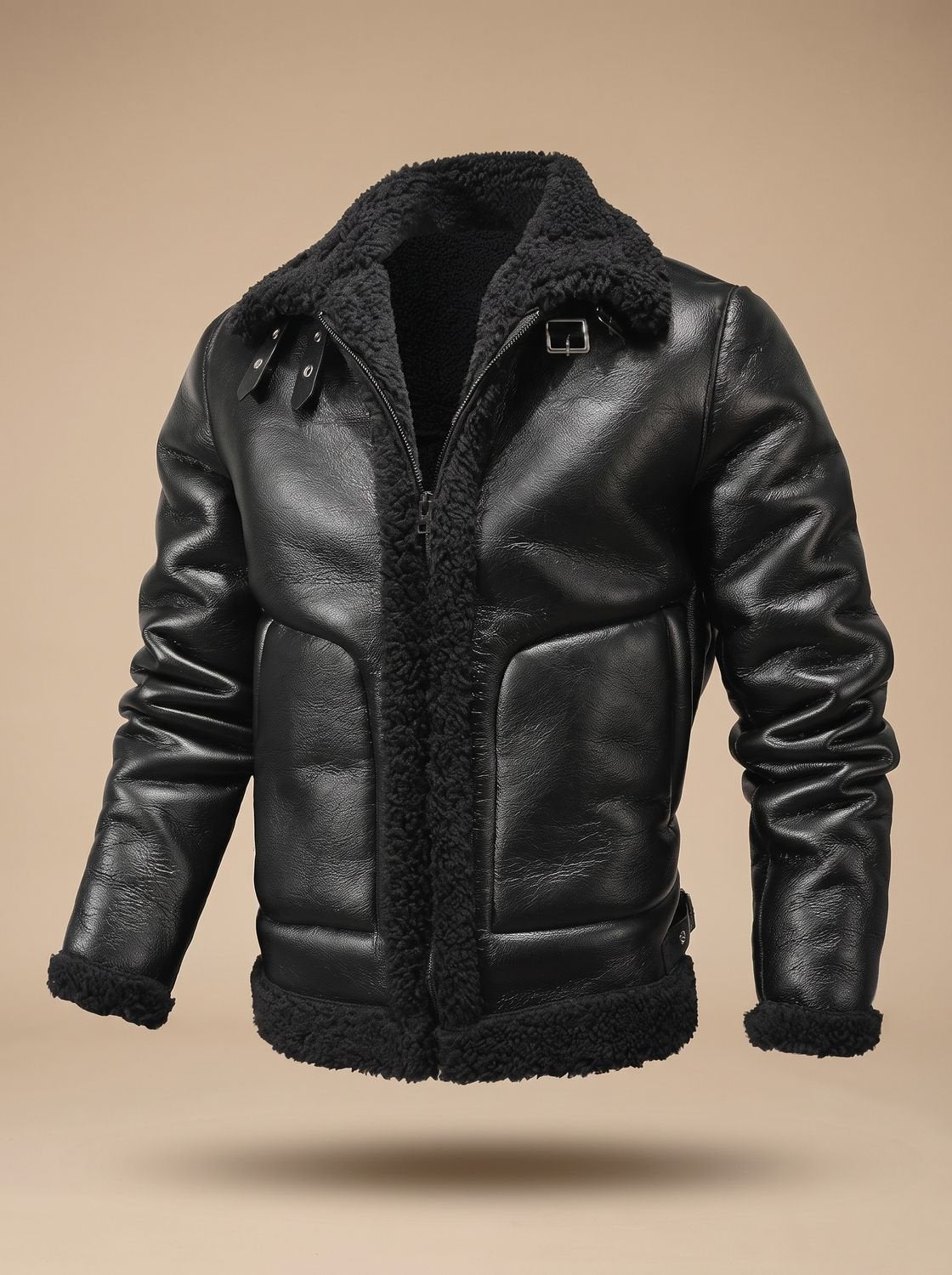 Noah | Chaqueta bomber B3 de piel sintética para hombre, con forro de borreguito