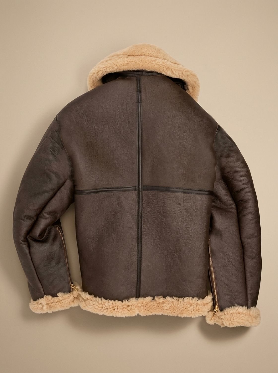 Archie | Chaqueta bomber de cuero de piel de oveja para hombre, estilo aviador y cuello de borreguito