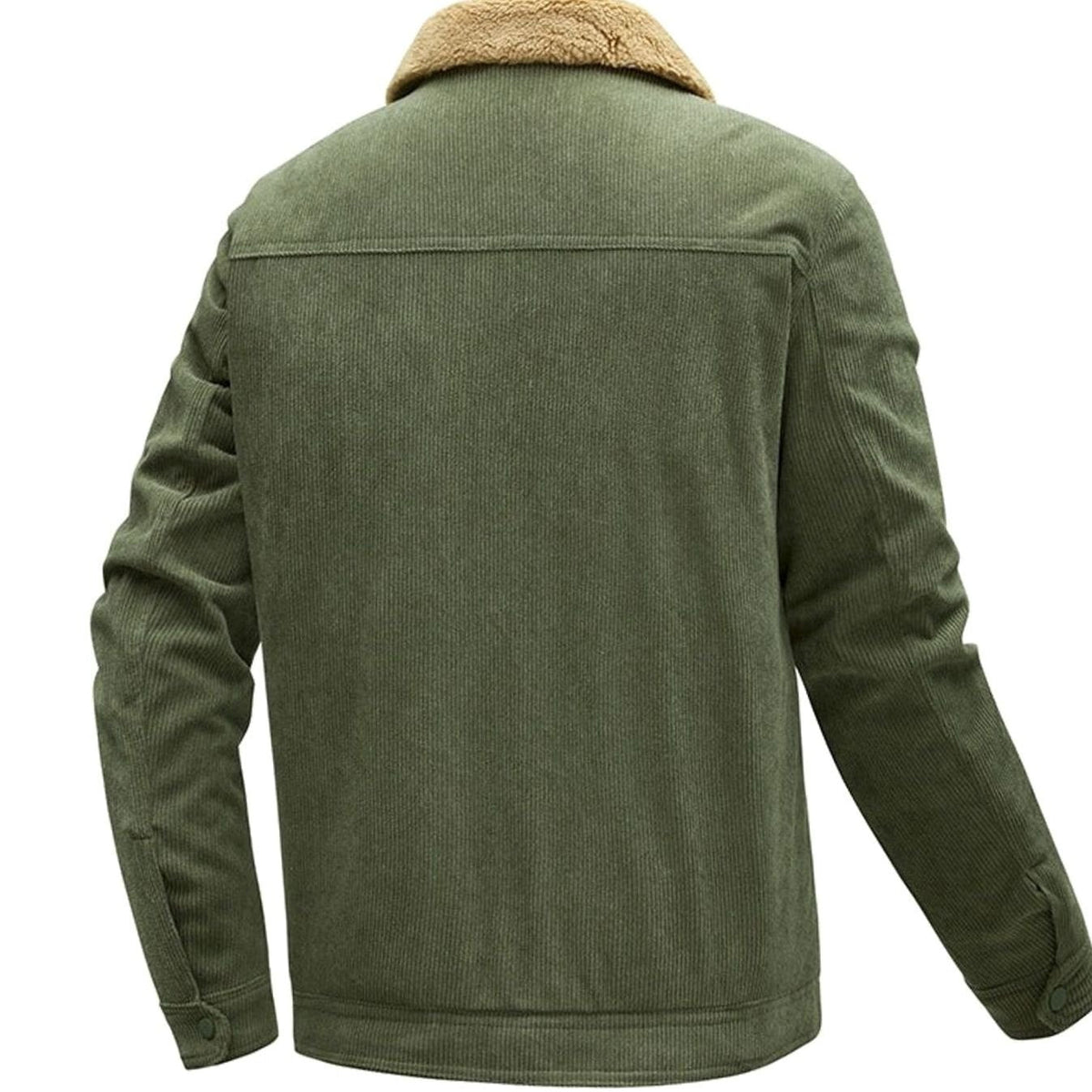 Chaqueta de pana para hombre, forrada de borreguito, con botones y bolsillos en el pecho