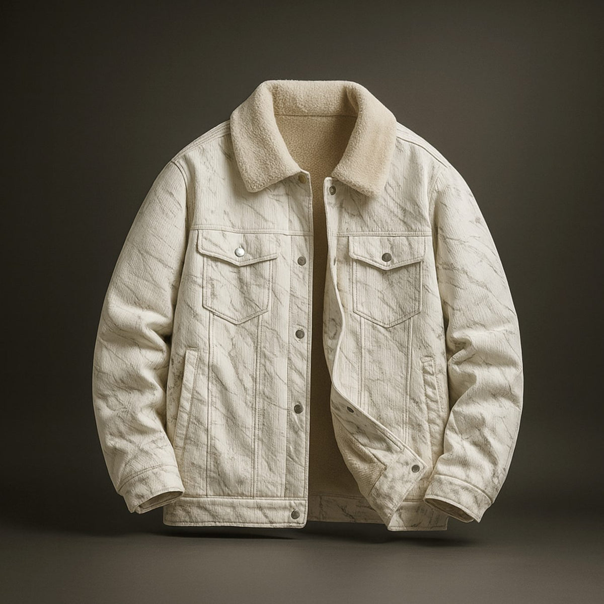 Chaqueta trucker de pana para hombre, forrada de borreguito
