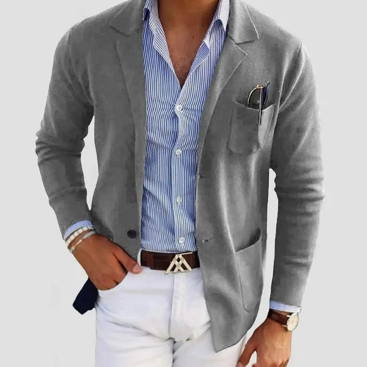 Chaqueta tipo blazer de corte entallado para hombre, con solapa de muesca, estilo elegante informal
