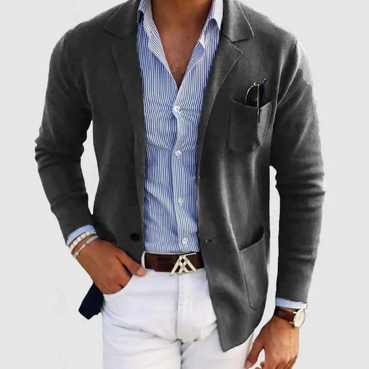 Chaqueta tipo blazer de corte entallado para hombre, con solapa de muesca, estilo elegante informal