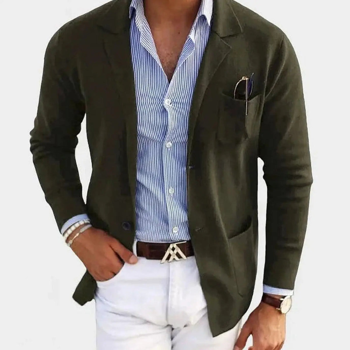 Chaqueta tipo blazer de corte entallado para hombre, con solapa de muesca, estilo elegante informal
