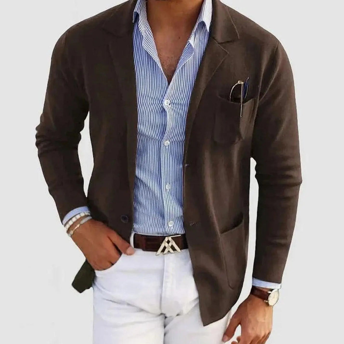 Chaqueta tipo blazer de corte entallado para hombre, con solapa de muesca, estilo elegante informal