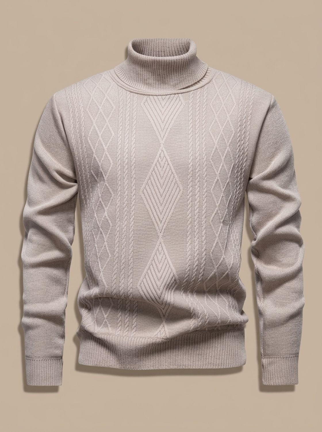 Jersey de cuello alto de punto trenzado y corte entallado para hombre