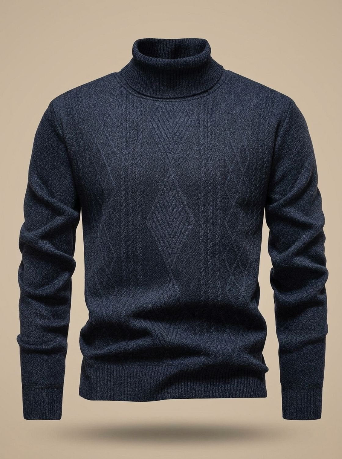 Jersey de cuello alto de punto trenzado y corte entallado para hombre