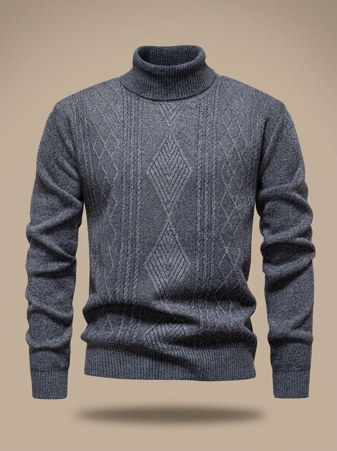 Jersey de cuello alto de punto trenzado y corte entallado para hombre