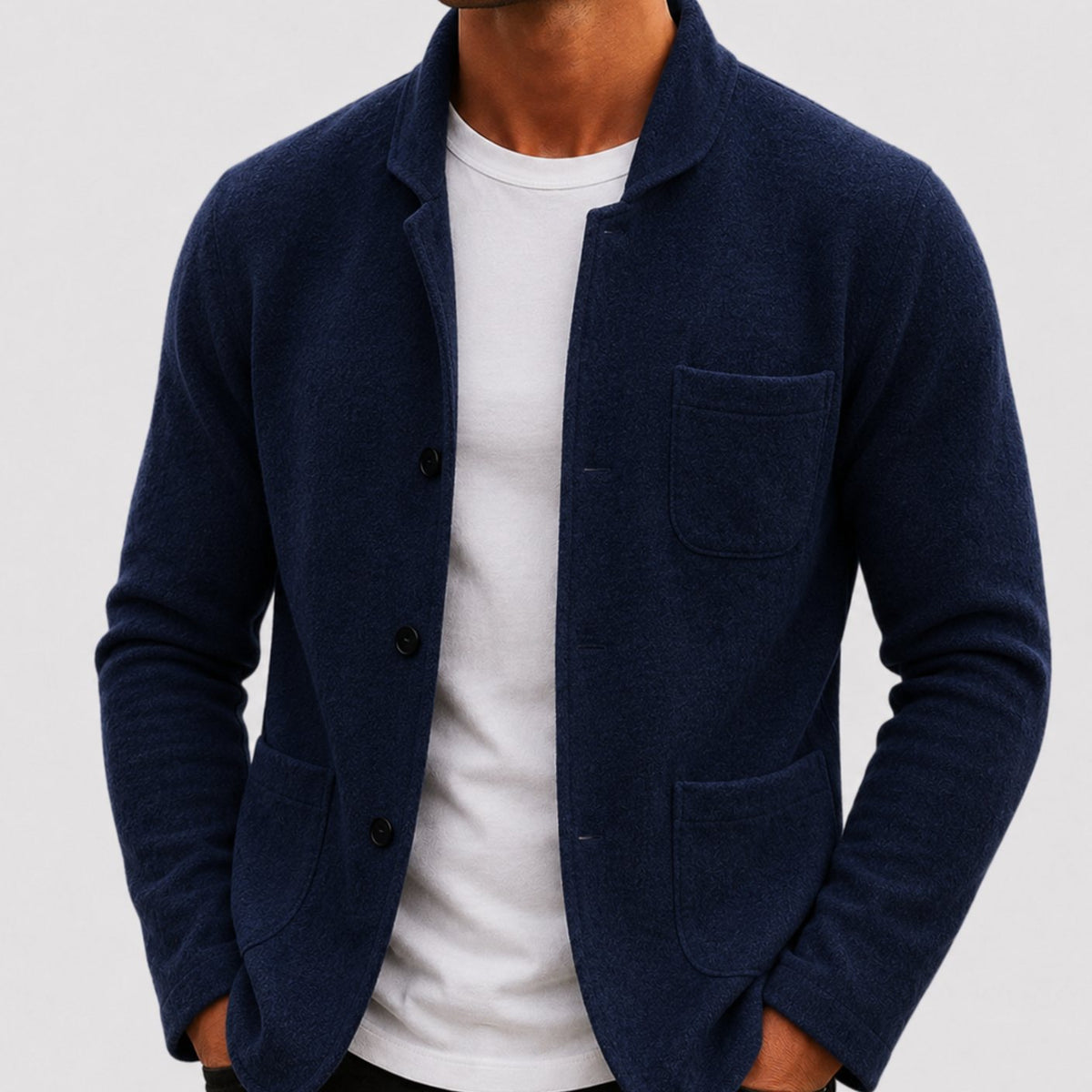 Cárdigan de punto de corte entallado para hombre, con botones