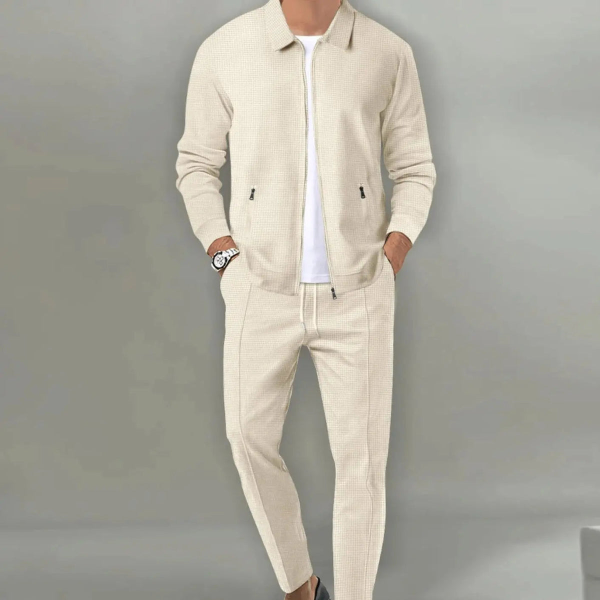 Conjunto deportivo de dos piezas para hombre, entallado y con cierre