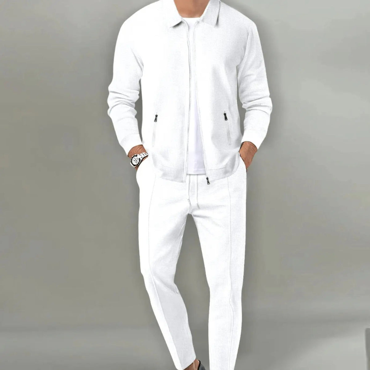 Conjunto deportivo de dos piezas para hombre, entallado y con cierre