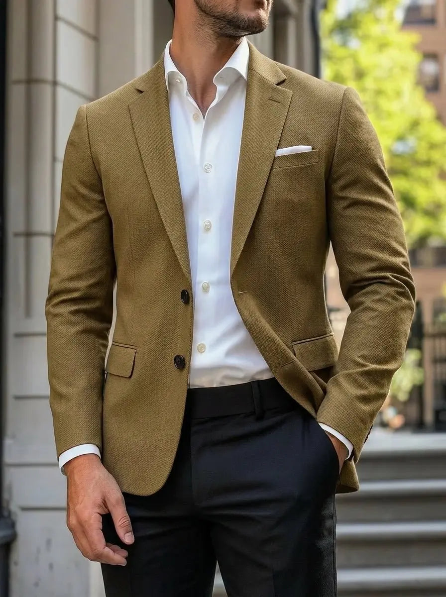 Americana de corte estándar para hombre, de estilo elegante e informal y botonadura sencilla