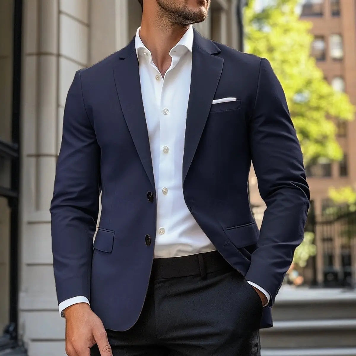 Americana de corte estándar para hombre, de estilo elegante e informal y botonadura sencilla
