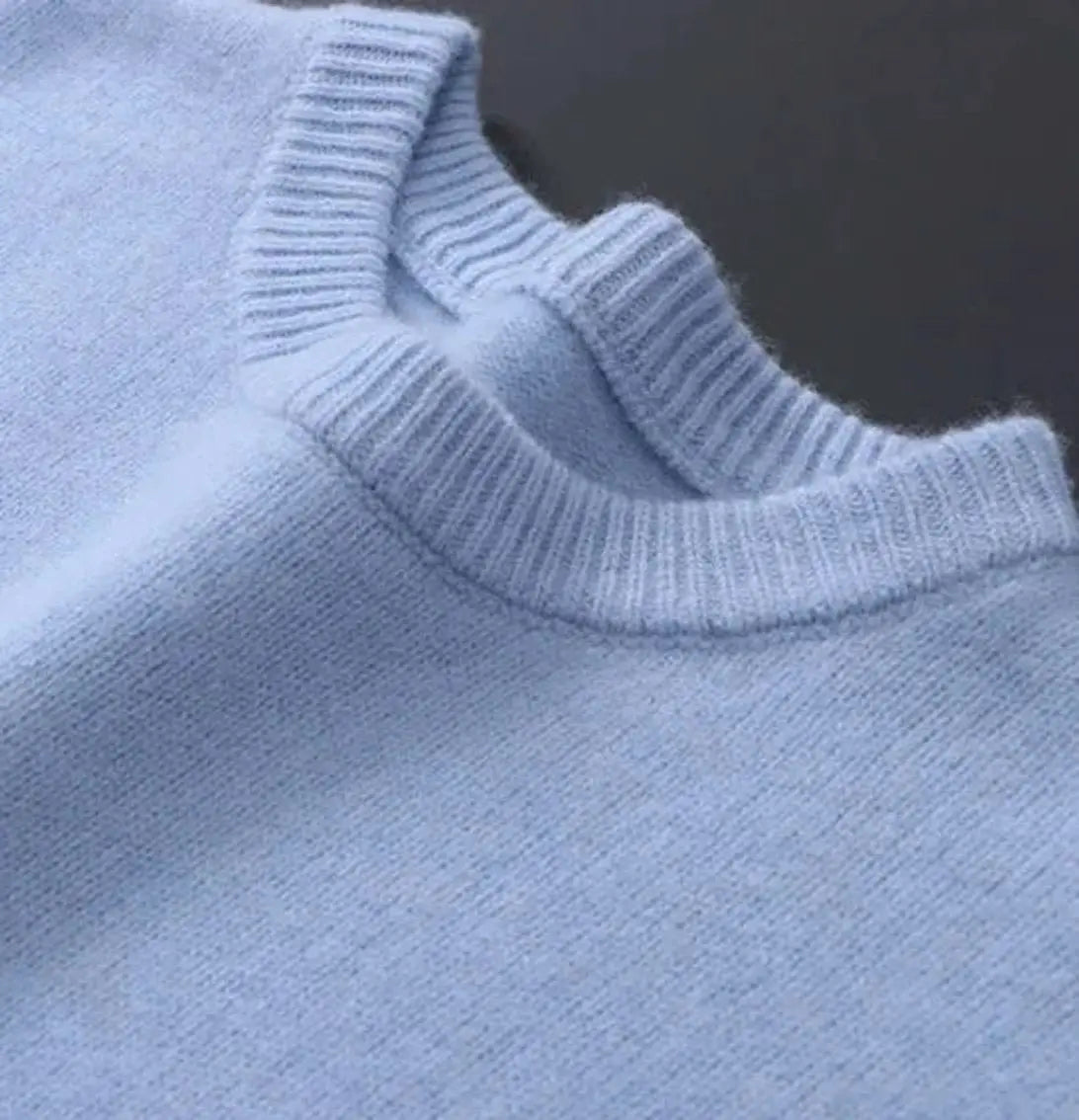 Jersey de punto suave de mohair para hombre, con cuello redondo