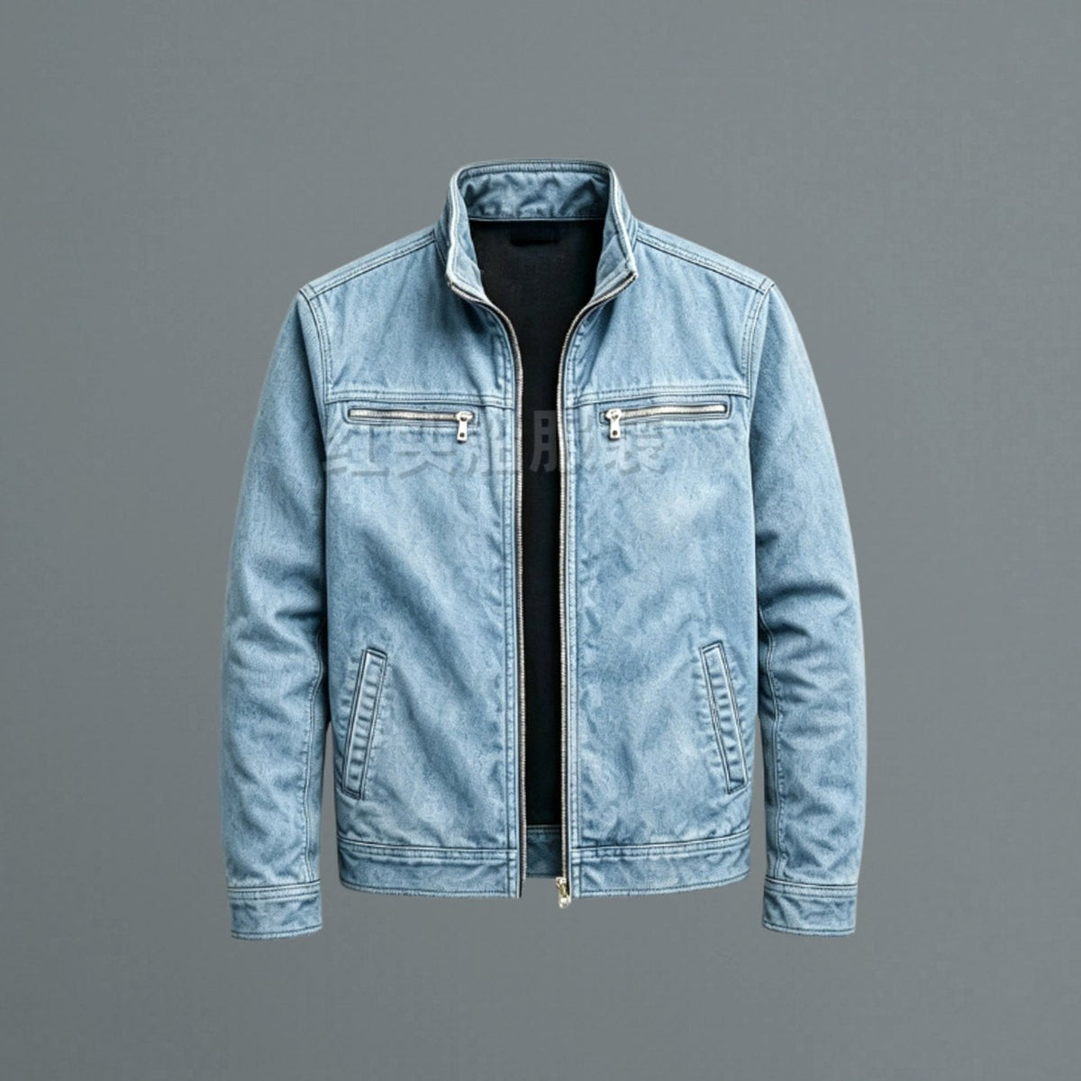Chaqueta bomber entallada para hombre, con cuello alto y cierre completo