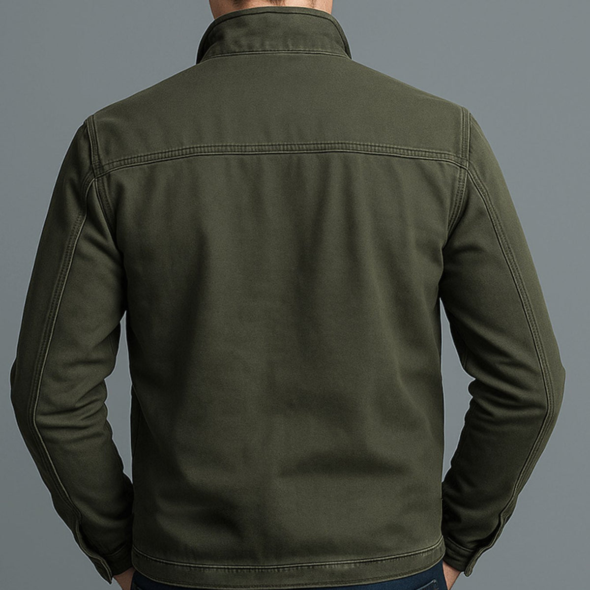 Chaqueta bomber entallada para hombre, con cuello alto y cierre completo