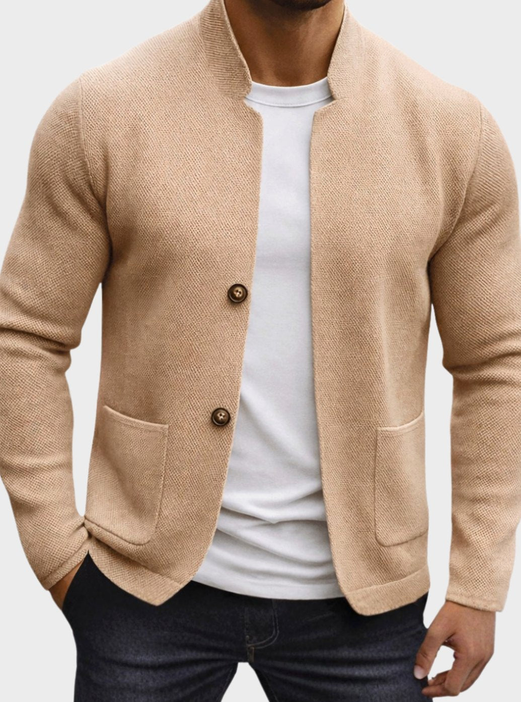 Chaqueta de cárdigan de punto texturizado para hombre, con botones