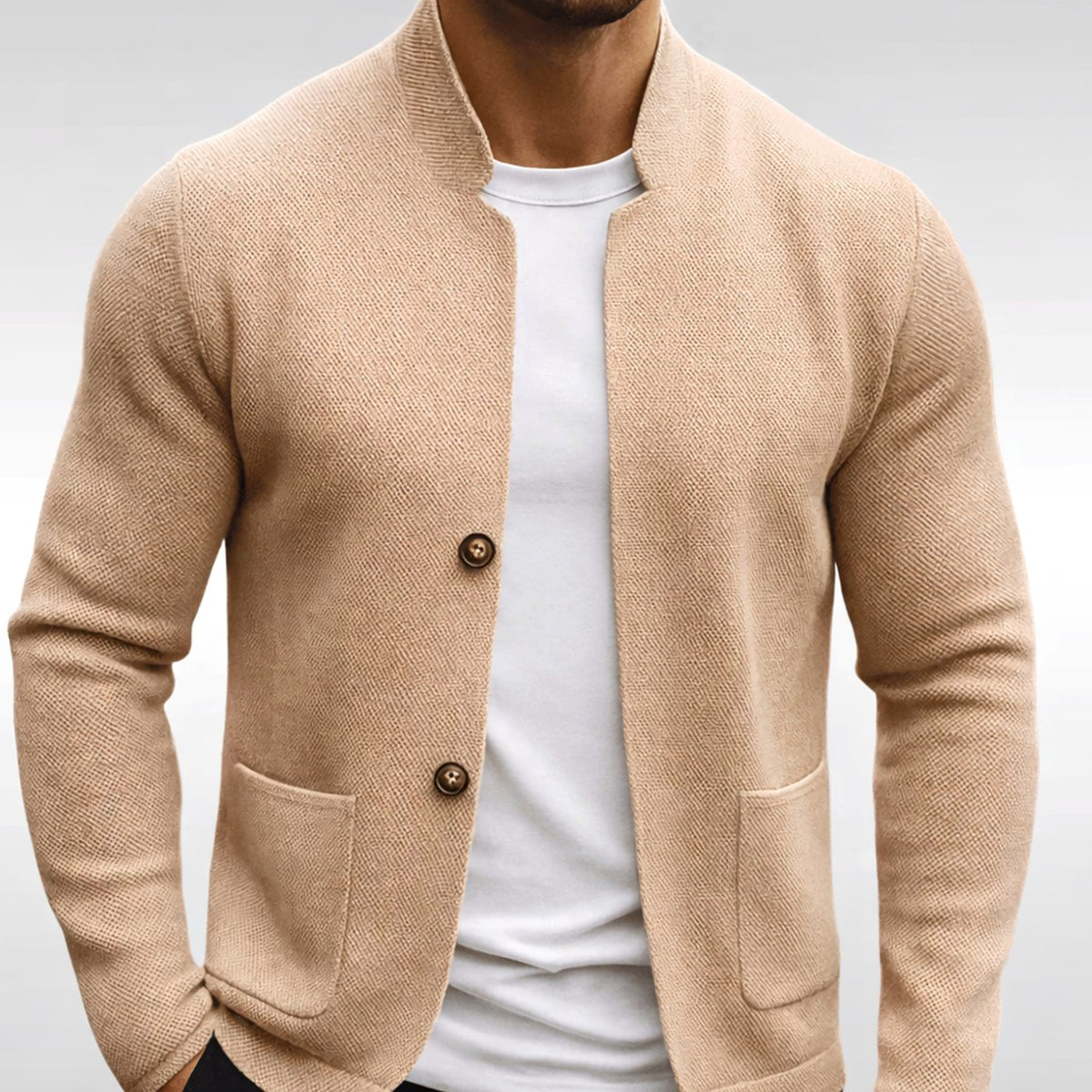 Chaqueta de cárdigan de punto texturizado para hombre, con botones