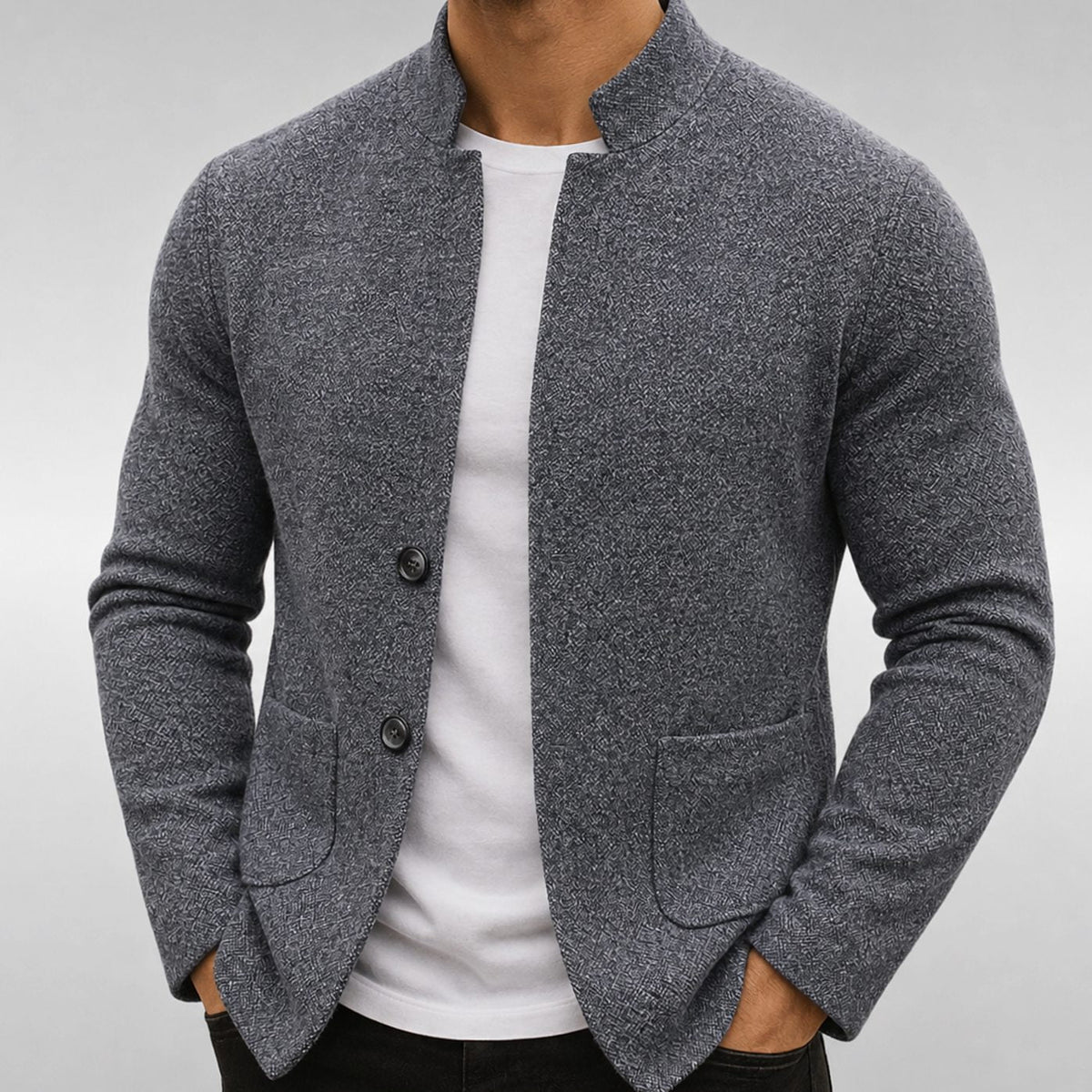 Chaqueta de cárdigan de punto texturizado para hombre, con botones